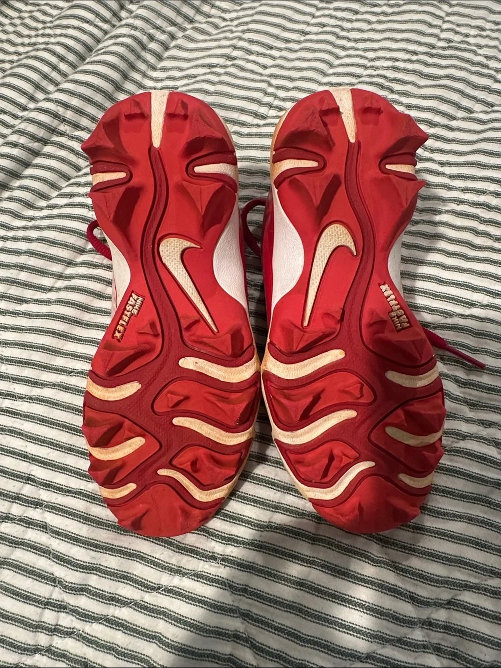 Nike Kids Red and White Baseball Cleats